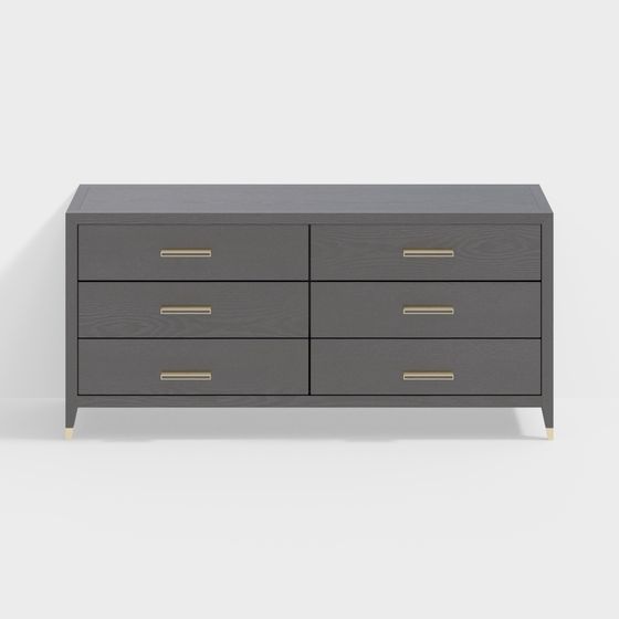 Sleek 6-Drawer Cabinet 3D model for Modern Interiors