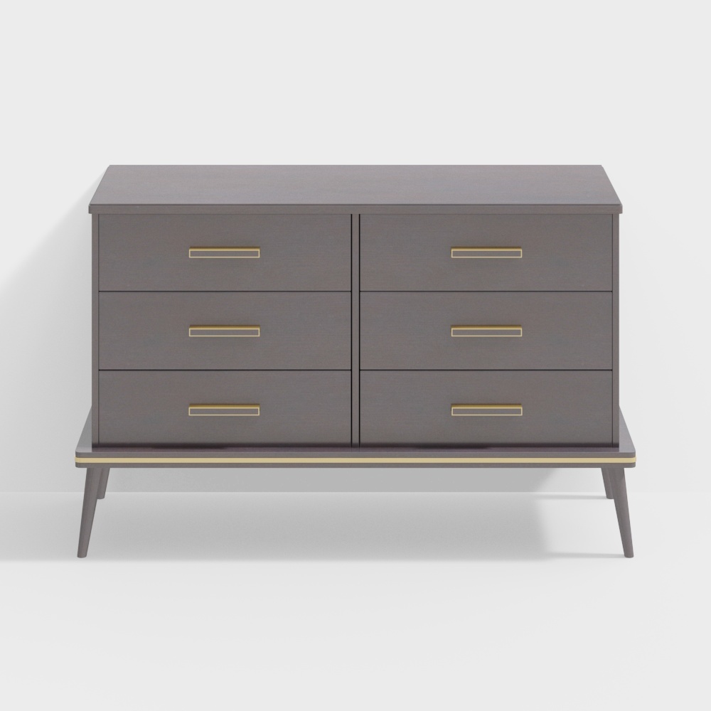 Elegant 6-Drawer Cabinet 3D model