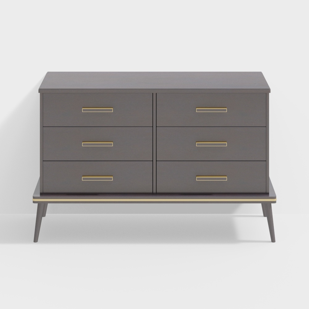 Elegant 6-Drawer Cabinet 3D model for Modern Interiors