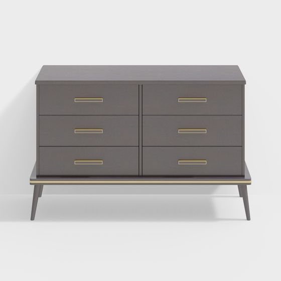 Elegant 6-Drawer Cabinet 3D model for Modern Interiors