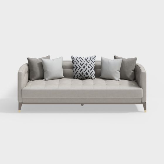 Modern Sofa 3D model with Cozy Elegance