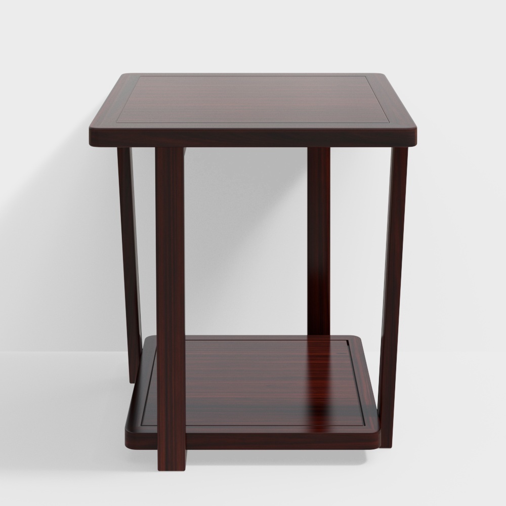 Minimalist Wooden Side Table 3D model
