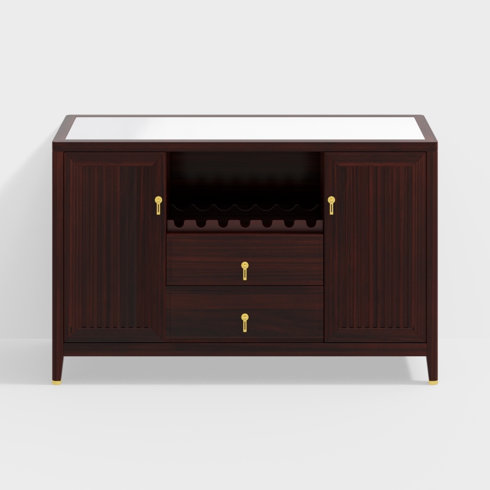 Style - Solid wood stone slab sideboard - P33