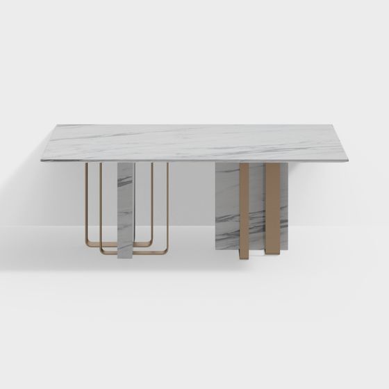 Elegant Minimalist Marble Dining Table 3D model