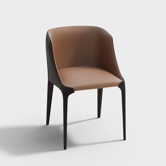 Modern Dining Chair 3D Model with Arms
