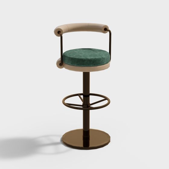 Retro Bar Stool 3D model with Elegant Design