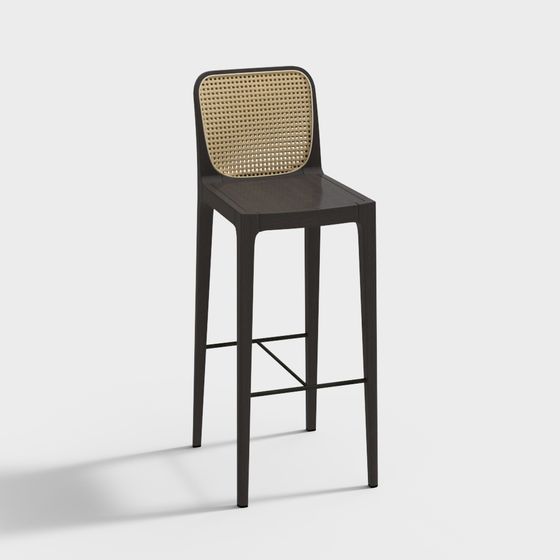 Elegant Low-Poly Bar Stool 3D model