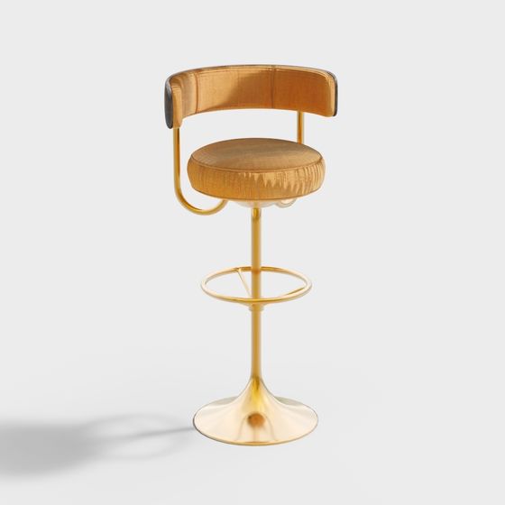 Elegant Golden Bar Stool 3D model