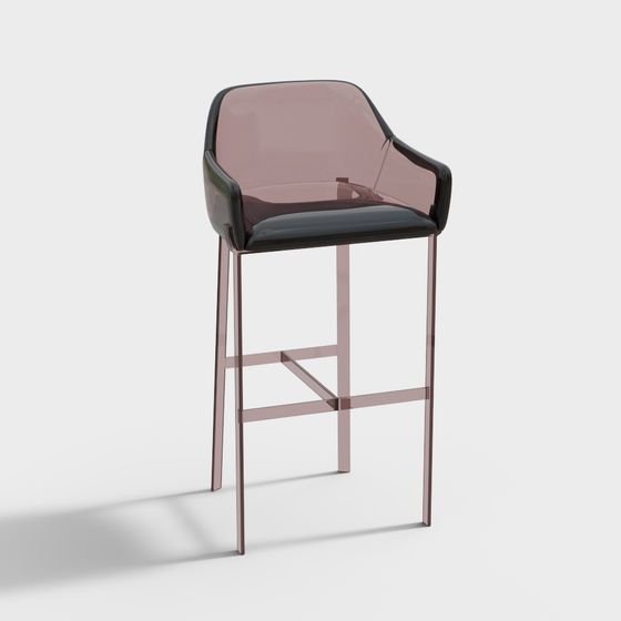 Nordic Backrest Armrest Bar Chair 3D Model