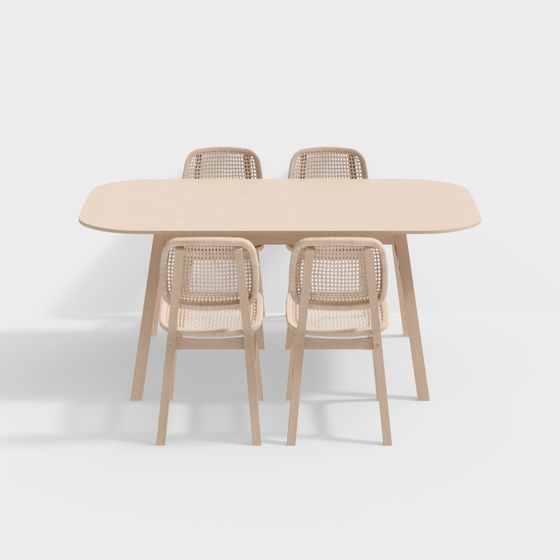 Modern Minimalist Dining Table and Chair Set 3D model