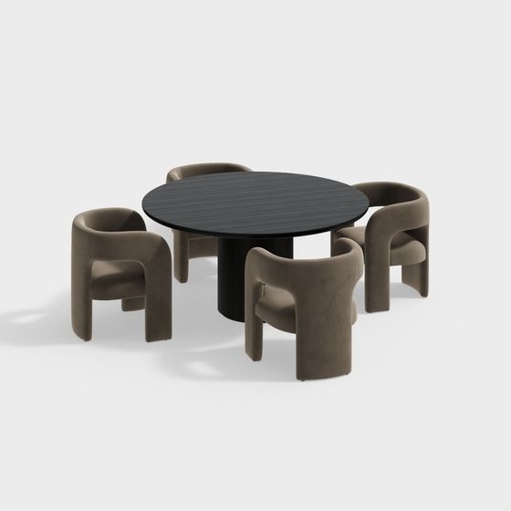 Low-Poly Round Table and Chair Set 3D model