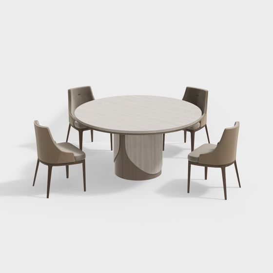 Nordic Dining Table and Chair Combination 3D Model