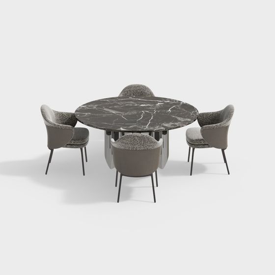 Elegant 3D Model Dining Table and Chair Set for Modern Spaces