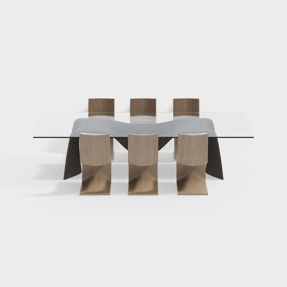 Stylish Dining Table and Chair Set 3D model