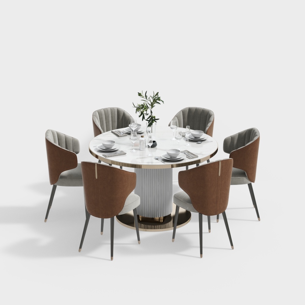Modern dining table upholstered dining chairs