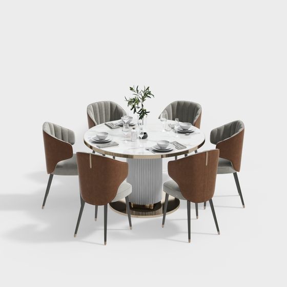 Sophisticated Round Dining Table 3D model