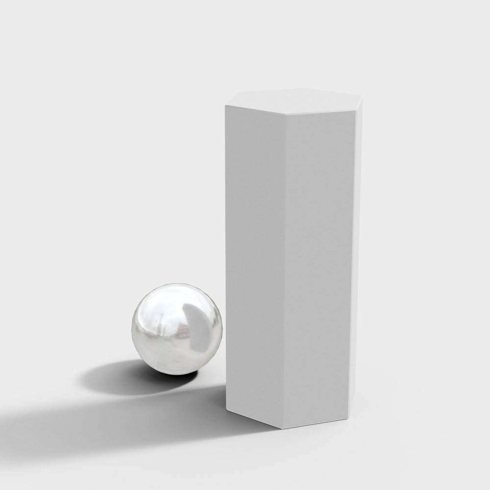 Modern Low-Poly Geometric Column and Sphere 3D model