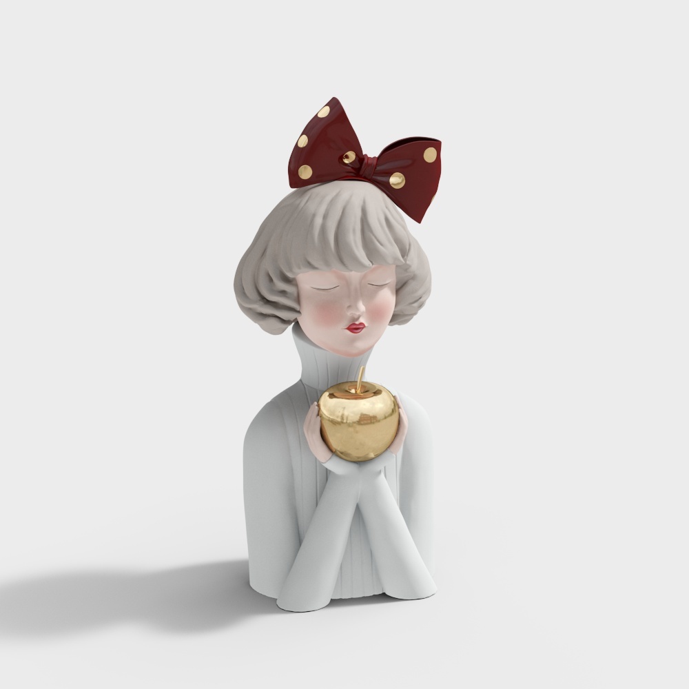 Charming Golden Apple Girl 3D model