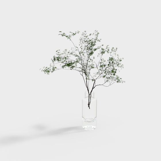 Lush Greenery in a Glass Bottle 3D model