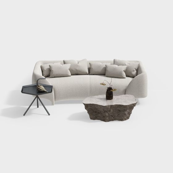 Wabi-Sabi Sofa Coffee Table Combination 3D Model