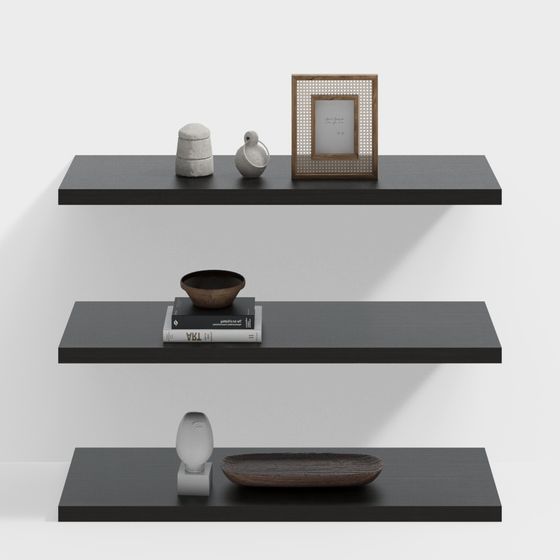 Wabi-Sabi Study Room Storage Wall Panels 3D Model