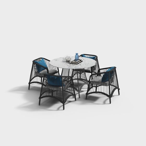 Stylish Urban Corner Dining Table and Chairs 3D model