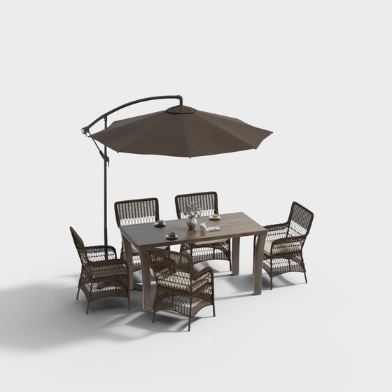 Low-Polygon Outdoor Dining Set 3D model