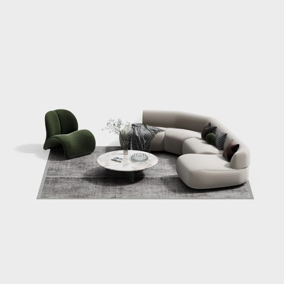 Curve Comfort Stylish Sofa 3D model for Modern Spaces