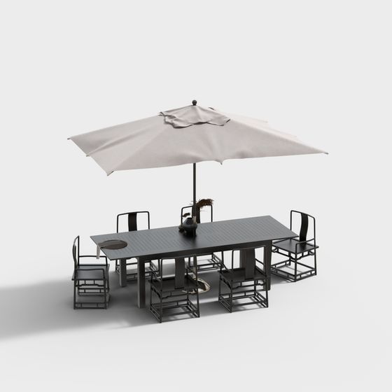 Urban Terrace Dining Table and Chairs 3D model
