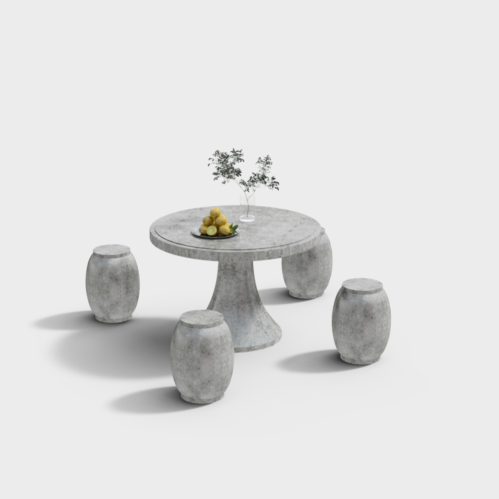 Modern outdoor stone table and chairs