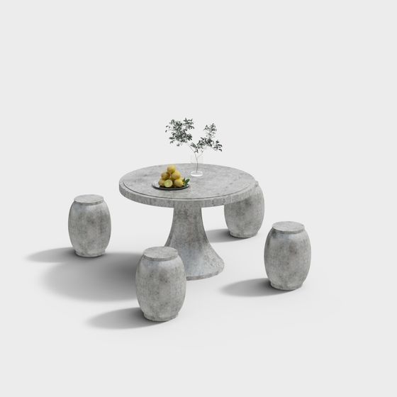 モダンな屋外石製テーブルと椅子