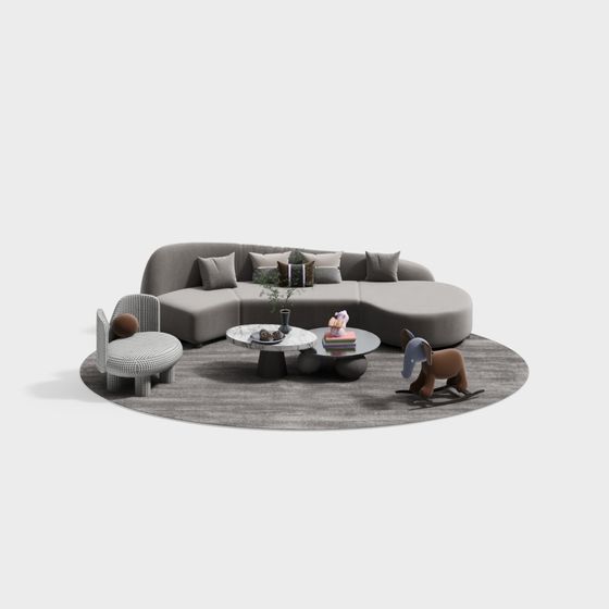 Modern Low-Poly Sofa 3D model for Stylish Spaces
