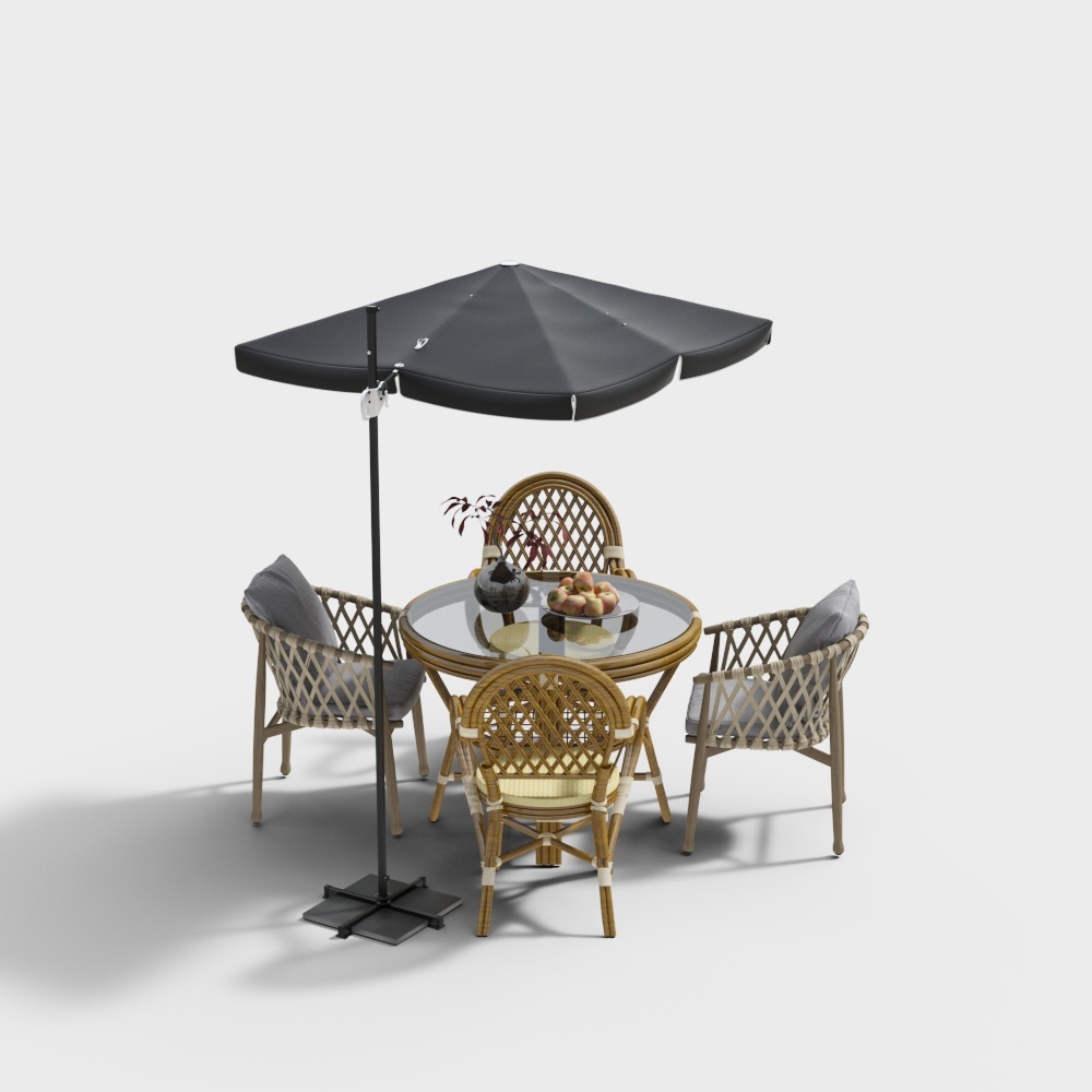 Scandinavian Outdoor Dining Table & Chairs – Black Wood