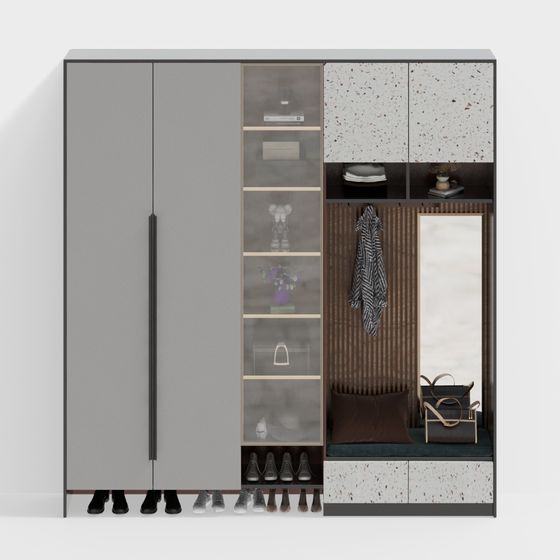 Stylish Minimalist Wardrobe 3D model for Modern Spaces