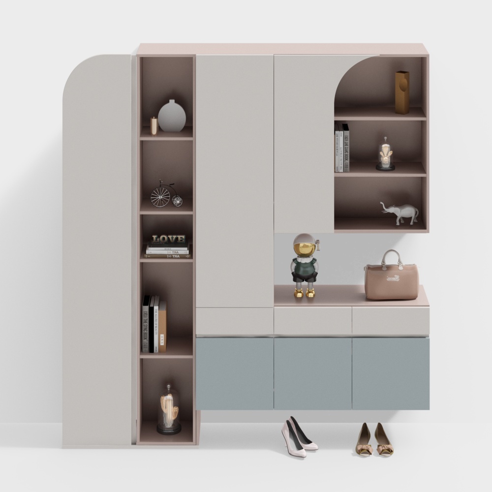 Modern color-block shoe cabinet