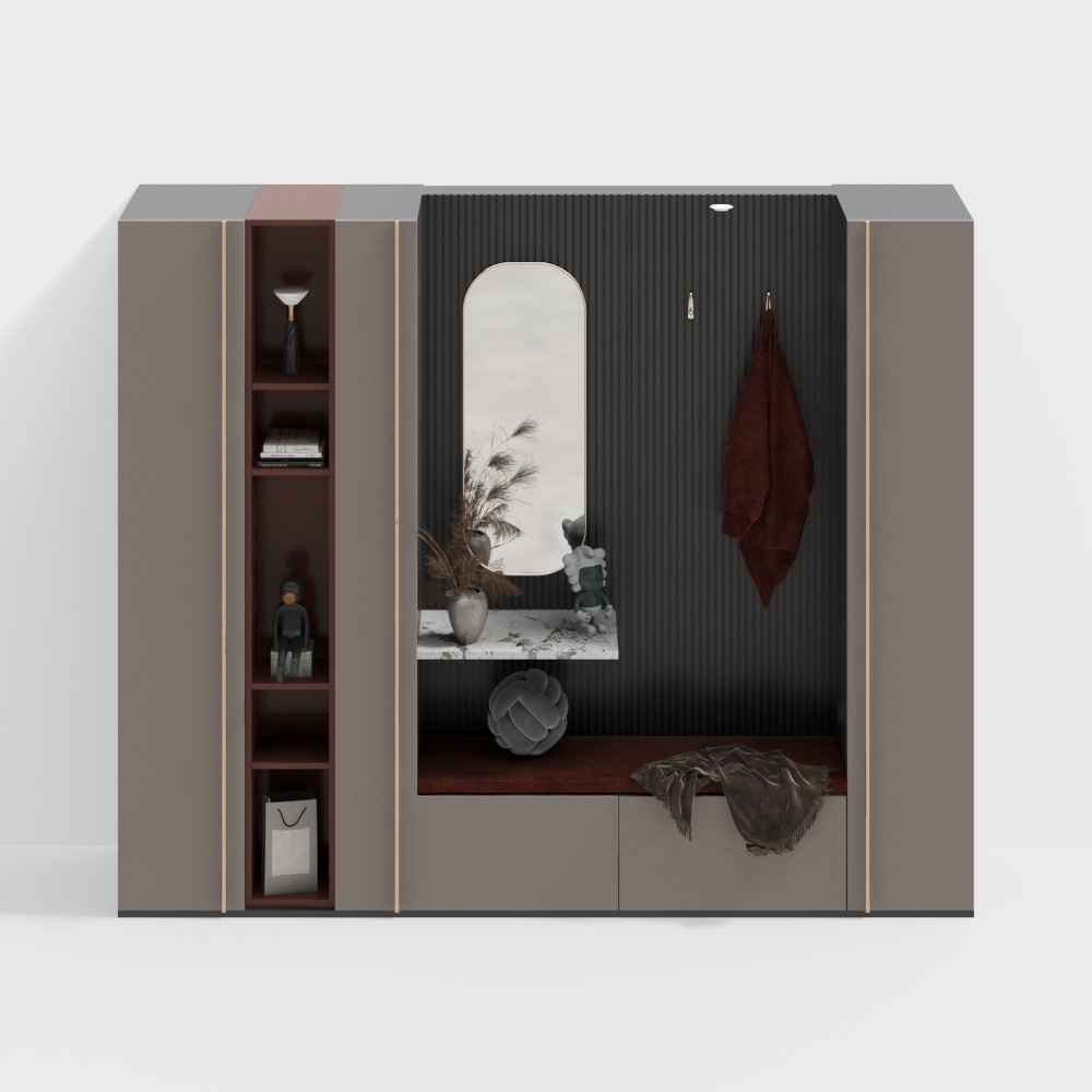 Modern red shoe cabinet