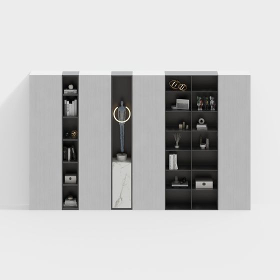 Stylish Urban Bookshelf 3D model for Modern Spaces