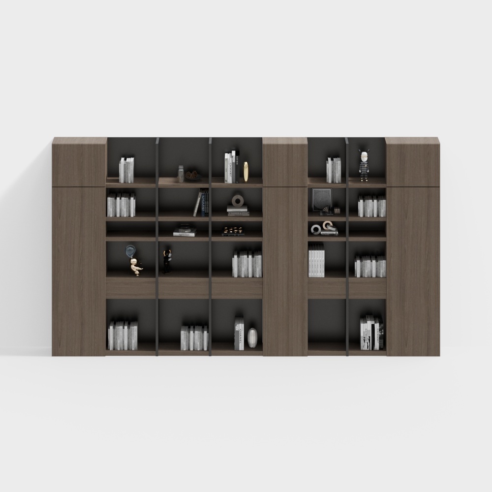 Urban Elegance Bookshelf 3D Model – Low-Poly Wood Texture