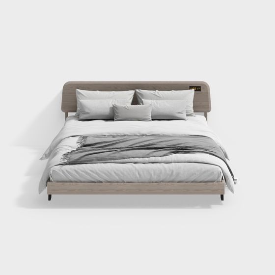 Elegant Scandinavian Style Bed 3D model