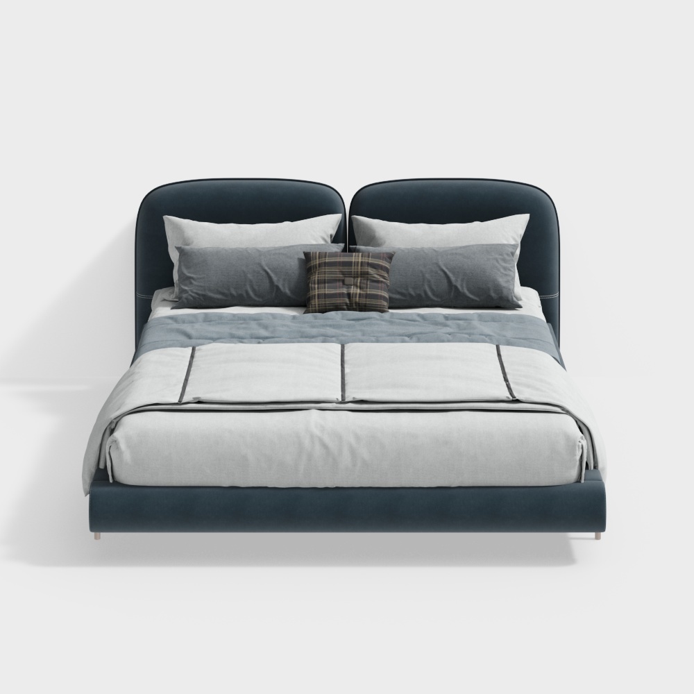 Lit double en tissu technologique en cuir luxueux minimaliste post-moderne italien 140640455