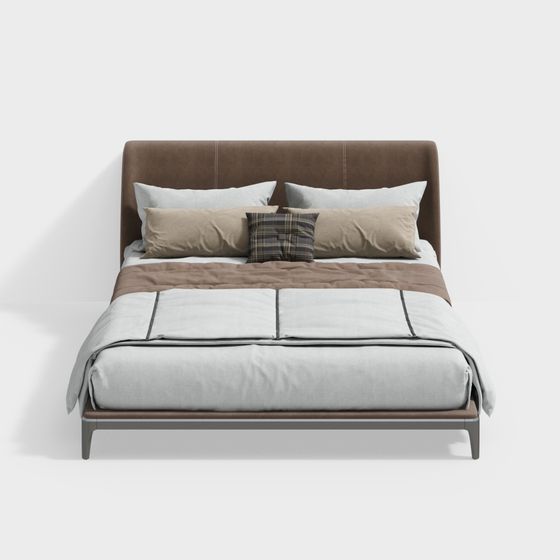 Stylish Low-Polygon Bed 3D model for Contemporary Spaces