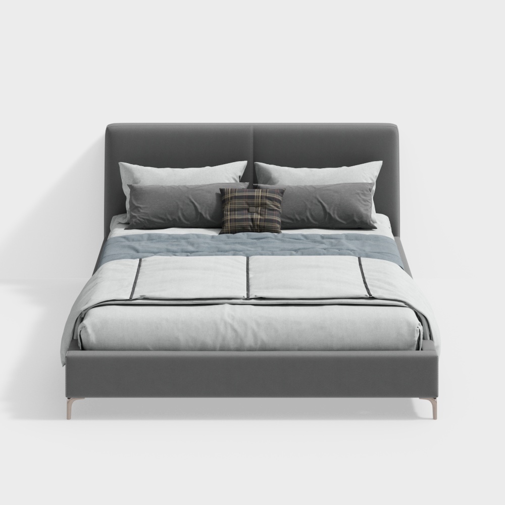 post-modern Italian minimalist light luxury leather technology cloth double bed 140649629