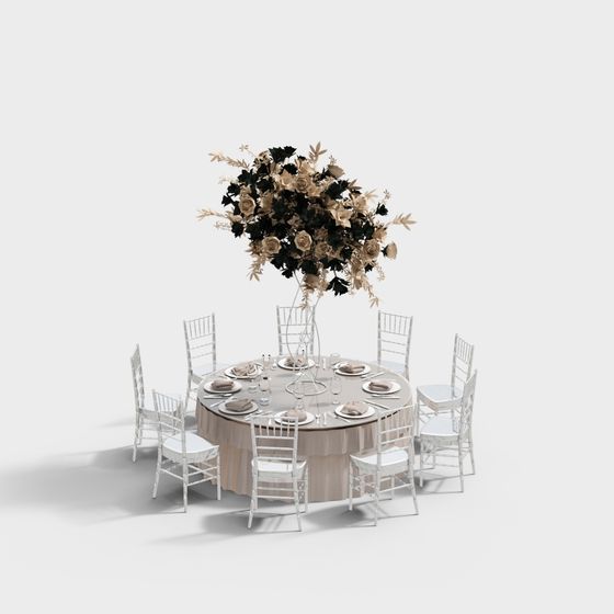 Elegant Banquet Table 3D model