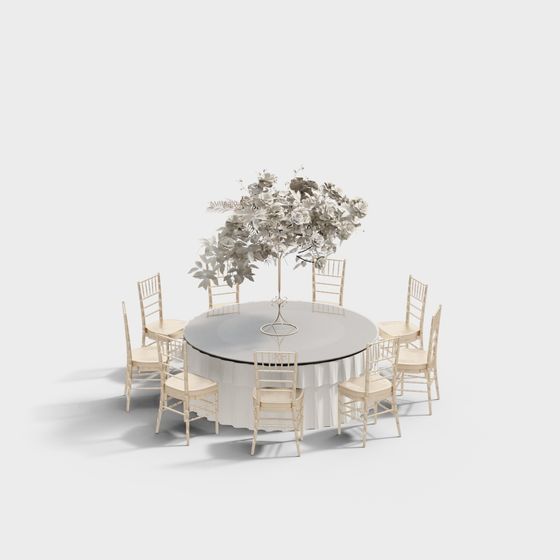 Elegant Round Dining Table 3D model
