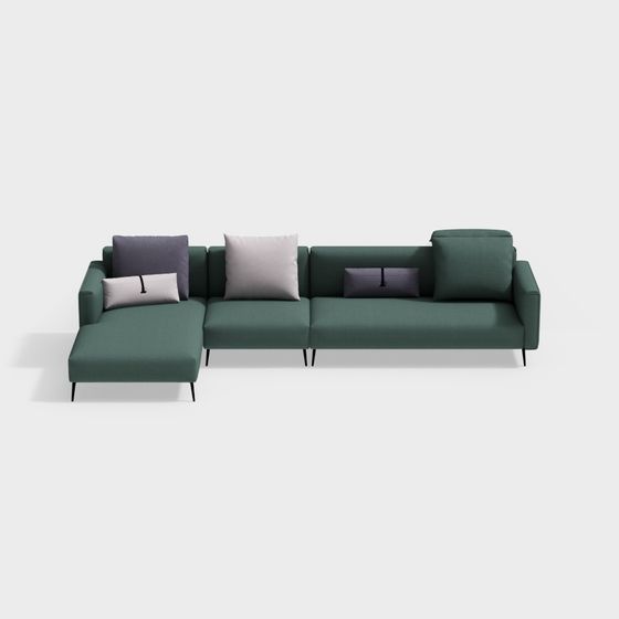 Stylish Low-Poly Sofa 3D model for Modern Interiors