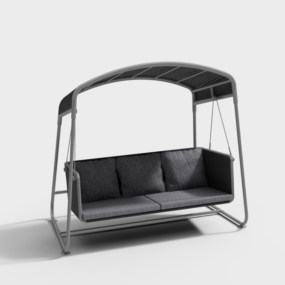 Elegant Swing Sofa 3D Model – Gray Low-Poly Design