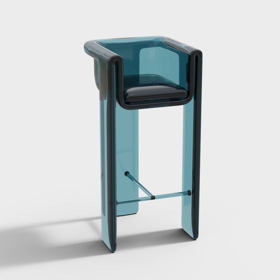 Stylish Glass Bar Stool 3D model