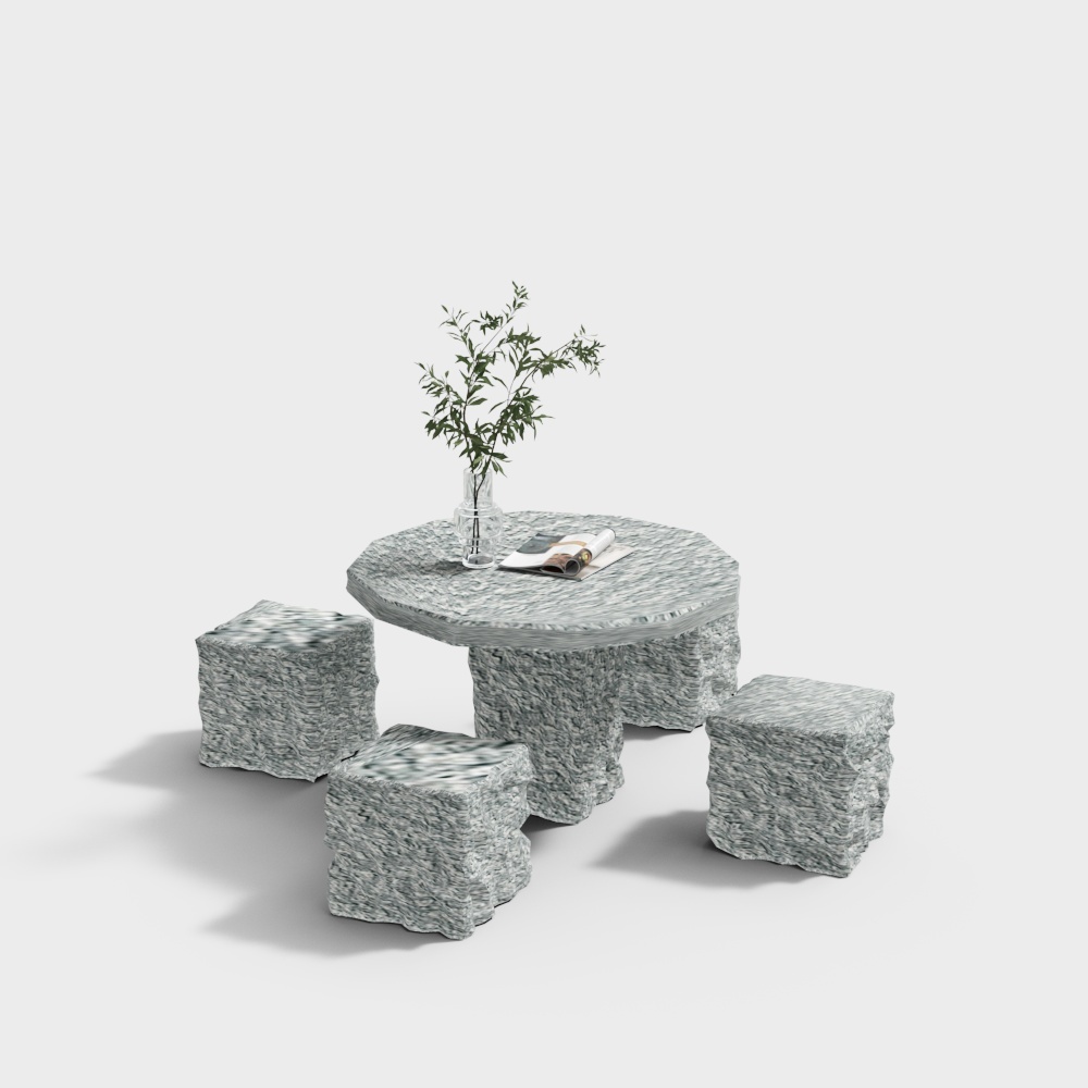 โต๊ะและเก้าอี้หินที่ทันสมัย