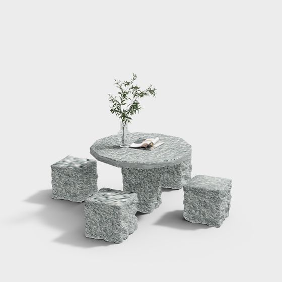 โต๊ะและเก้าอี้หินที่ทันสมัย