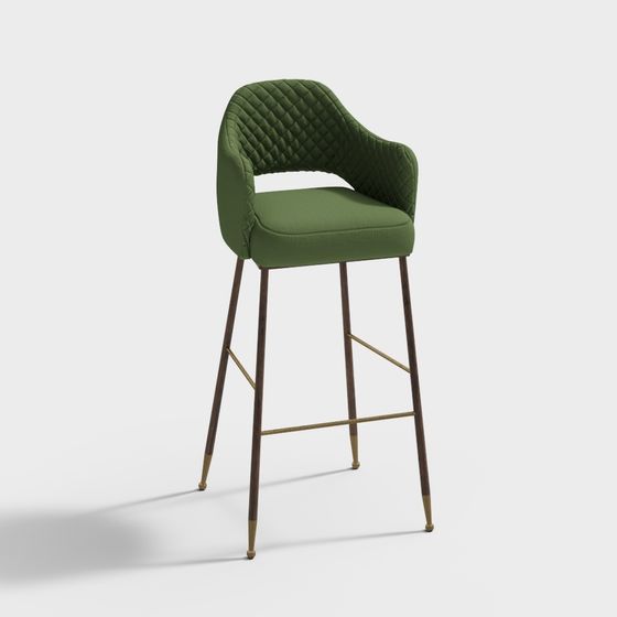 เก้าอี้บาร์ผ้าขนสัตว์สีเขียวสมัยใหม่